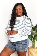 Striped Long Sleeve Top - Chic Round Neck