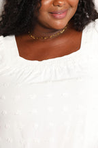 Swiss Dot Puff Sleeve Blouse - Trendy & Stylish