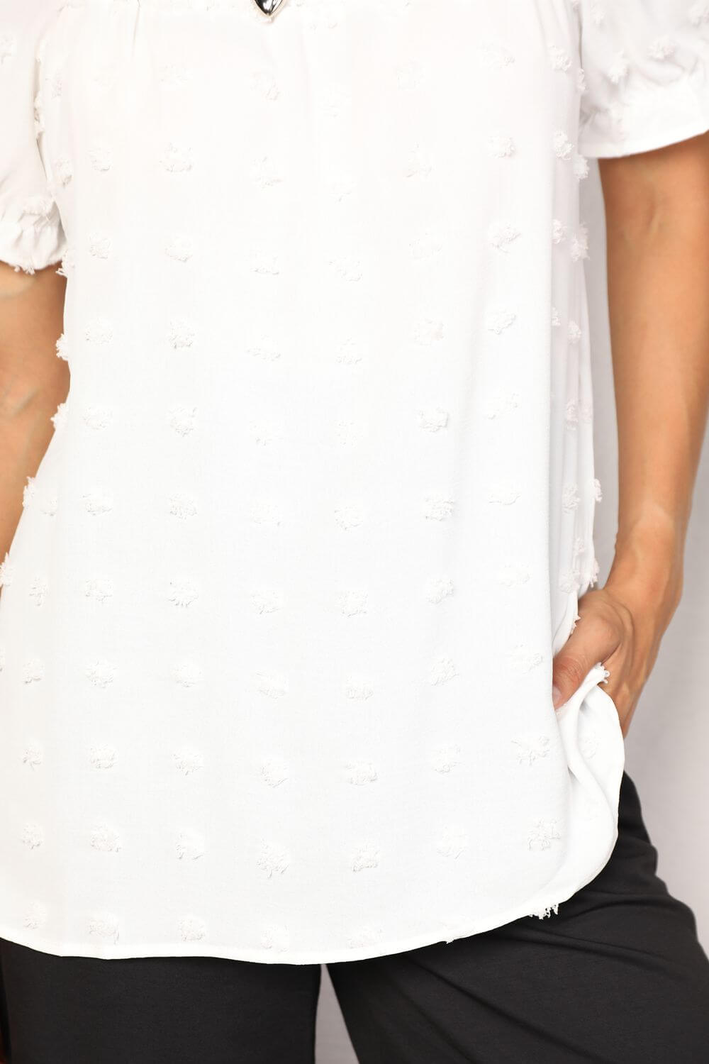 Swiss Dot Puff Sleeve Blouse - Trendy & Stylish