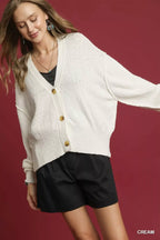 Umgee Button-Front V-Neck Knit Cardigan