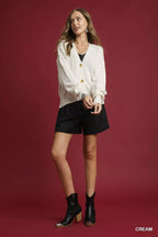 Umgee Button-Front V-Neck Knit Cardigan
