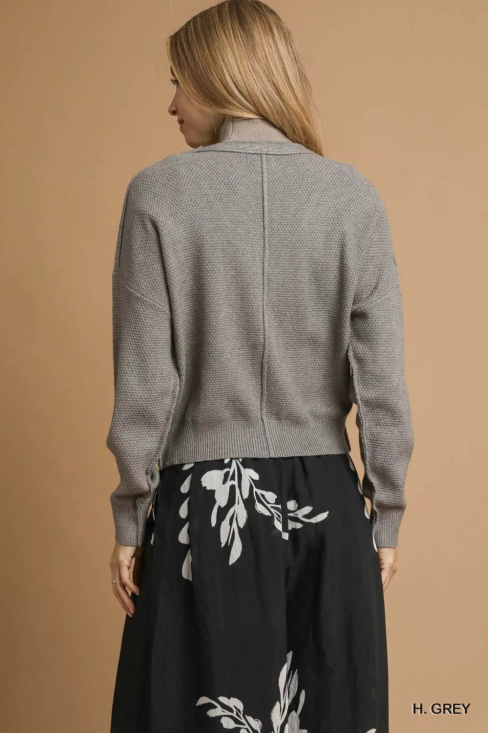 Umgee Chunky Cable Knit V-Neck Button-Up Cardigan