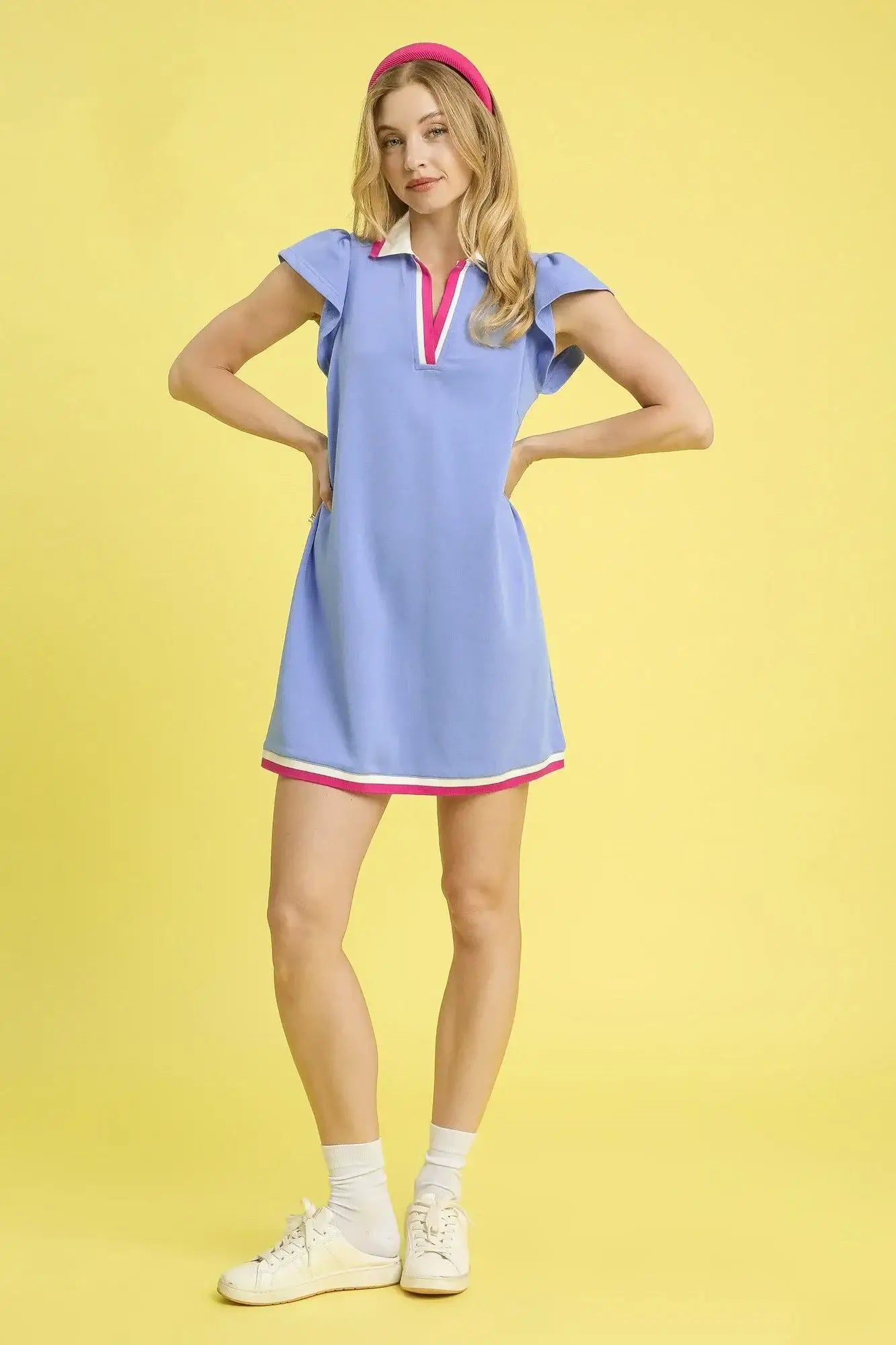 Umgee Contrast Trim Cap Sleeve Mini Dress Hauptbild