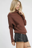 Umgee Draped Turtleneck Long Sleeve Knit Top