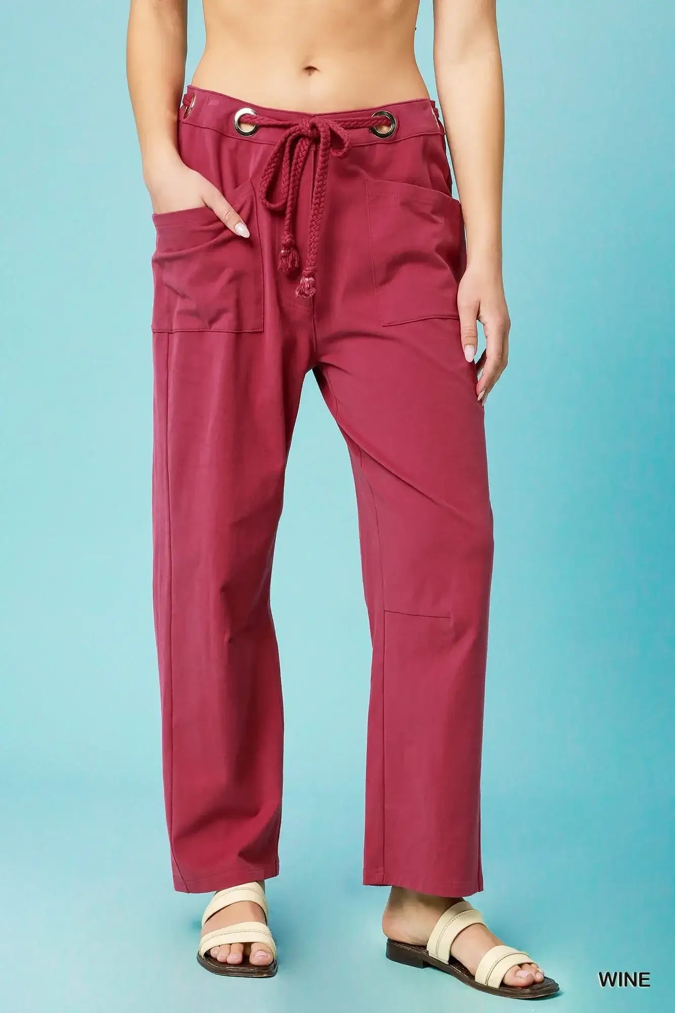 Umgee Drawstring Wide Leg Casual Pants Hauptbild