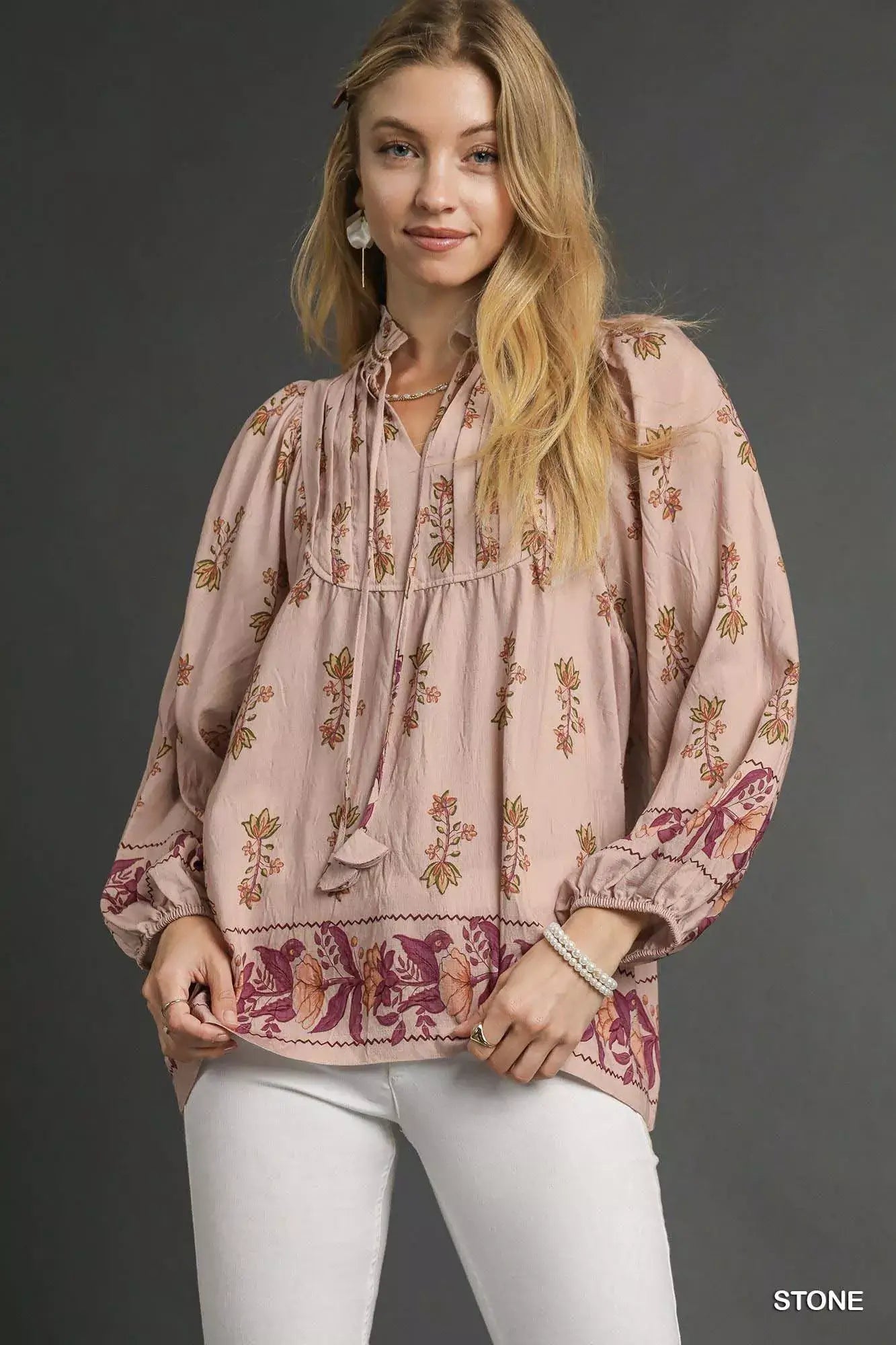 Umgee Floral Boho Peasant Blouse Hauptbild