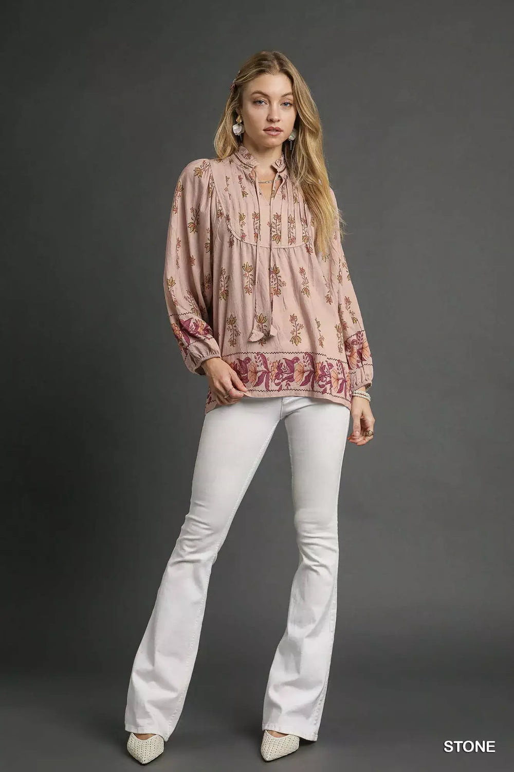 Umgee Floral Boho Peasant Blouse