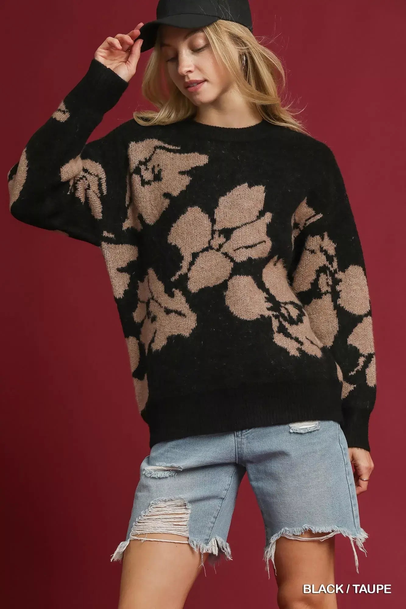 Umgee Floral Long Sleeve Sweater Hauptbild