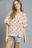 Umgee Floral Print Puff Sleeve Blouse