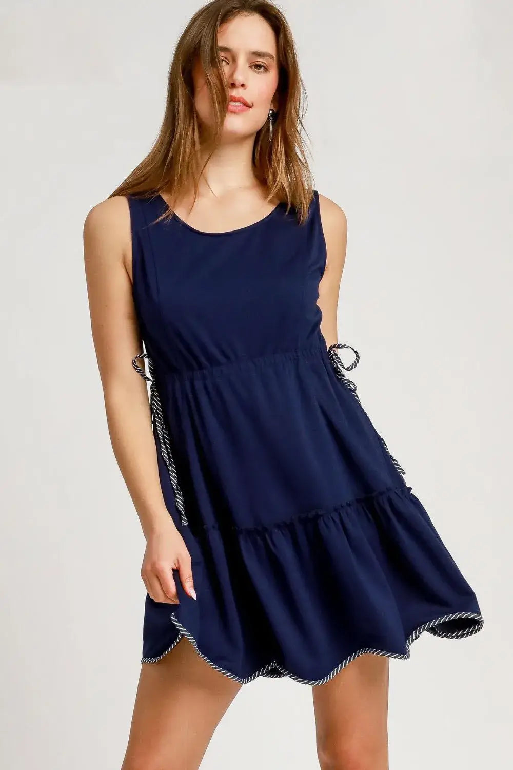 Umgee Frill Drawstring Waist Round Neck Mini Tank Dress Hauptbild