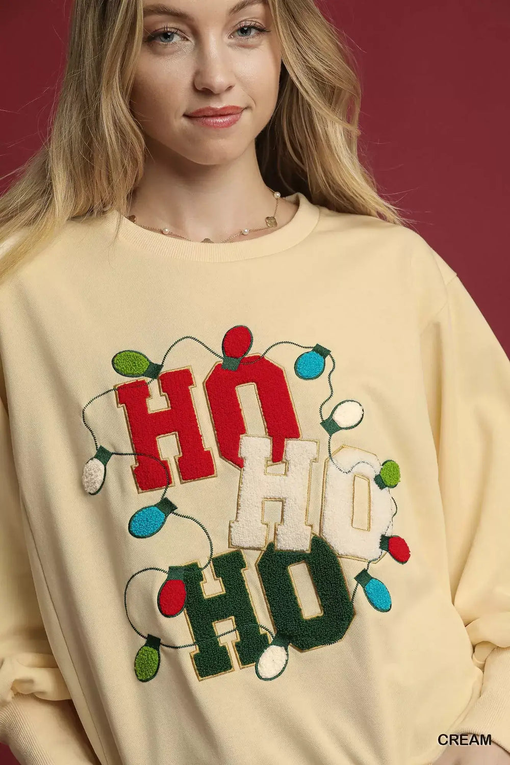 Umgee HO Applique French Terry Sweatshirt