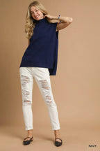 Umgee High-Low Turtleneck Sleeveless Top