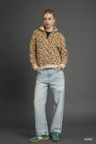 Umgee Leopard Print Quarter-Zip Sweatshirt