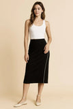 Umgee Midi Pencil Skirt with Contrast Piping Detail