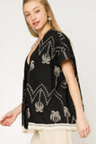 Umgee Open Front Embroidered Fringe Kimono
