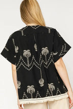 Umgee Open Front Embroidered Fringe Kimono