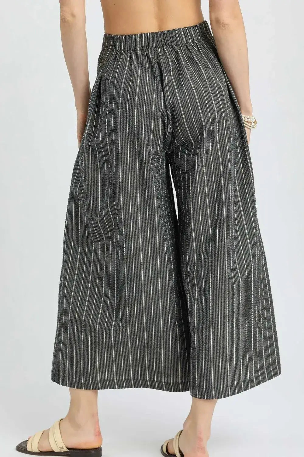 Umgee Pinstripe Crop Palazzo Pants