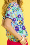 Umgee Retro Floral Puff Sleeve Top