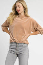Umgee Ribbed Drawstring Hem Knit Top