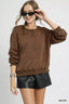 Umgee Round Neck Long Sleeve Fleece Sweatshirt