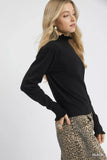 Umgee Ruffle Mock Neck Puff Sleeve Sweater