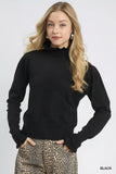 Umgee Ruffle Mock Neck Puff Sleeve Sweater
