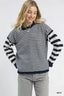 Umgee Ruffle Neck Stripe Sweater
