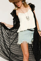 Umgee Sheer Lace Ruffled Cap Sleeve Cover Up