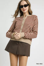 Umgee Striped Button-Up Knit Cardigan