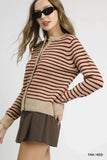 Umgee Striped Button-Up Knit Cardigan