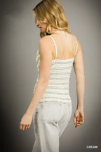 Umgee Textured Ruffle Trim Smocked Cami