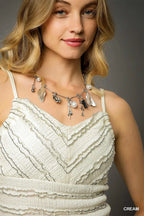 Umgee Textured Ruffle Trim Smocked Cami