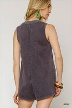 Umgee Tie Front Sleeveless Romper