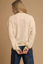Umgee Velour Crewneck Balloon Sleeve Sweatshirt