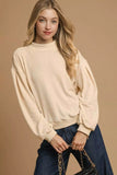 Umgee Velour Crewneck Balloon Sleeve Sweatshirt