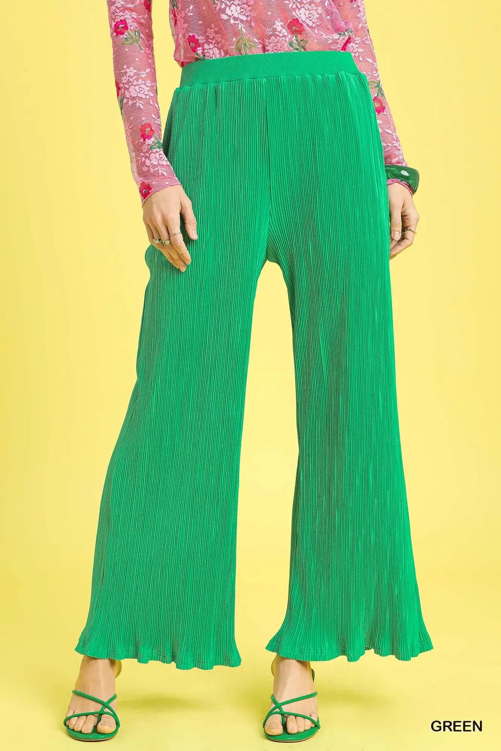 Umgee Wide Leg Textured Pants