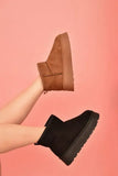 WILD DIVA Suede Round Toe Platform Booties