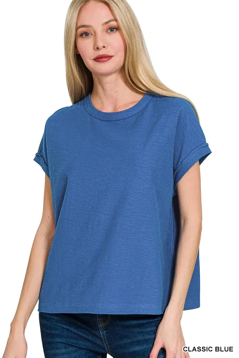 Zenana Cotton Slub Round Neck Short Sleeve T-Shirt Image principale du produit