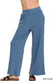 Zenana Cotton Slub Wide Leg Pants