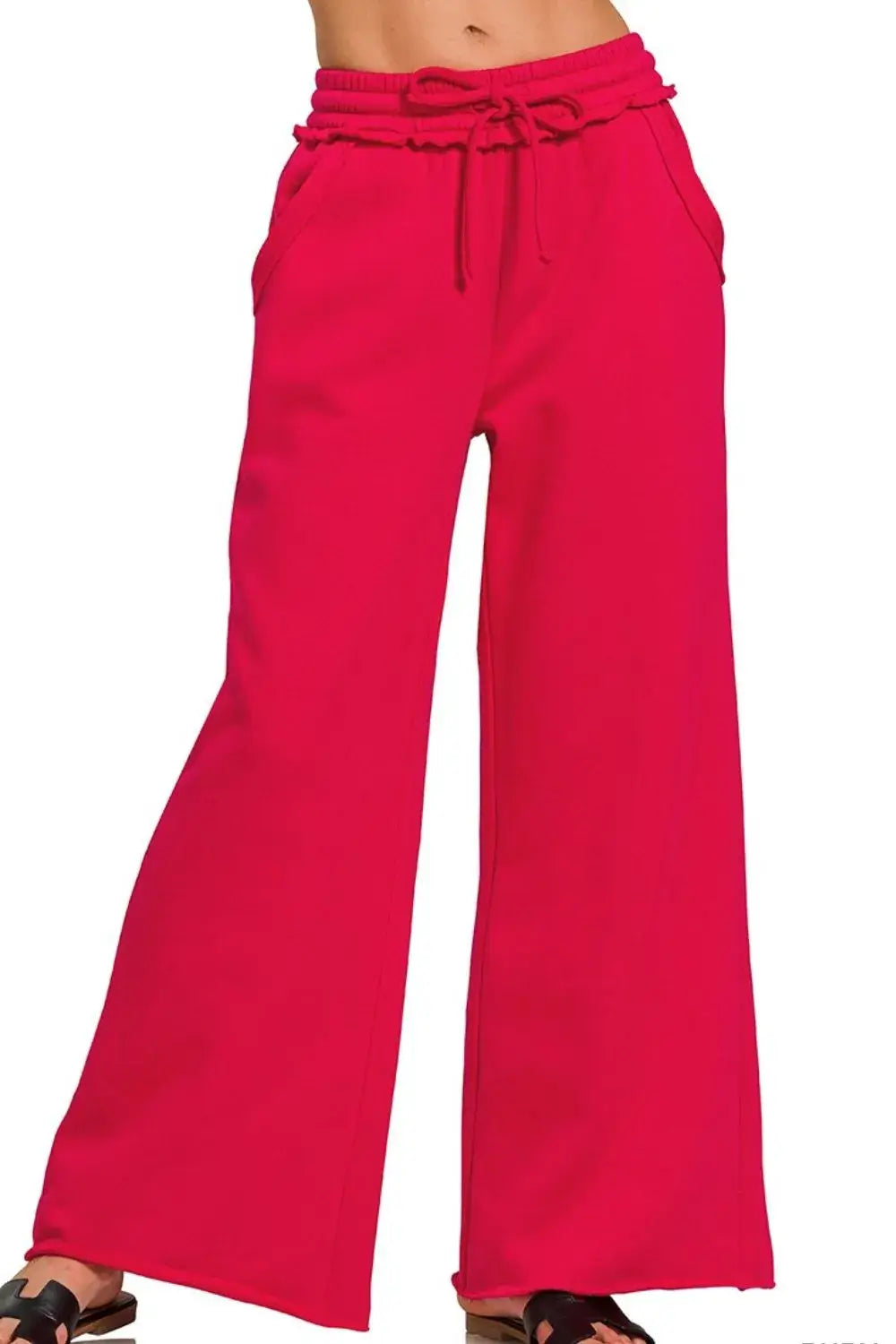 Zenana Fleece Exposed Seam Wide Leg Sweatpants Image principale du produit