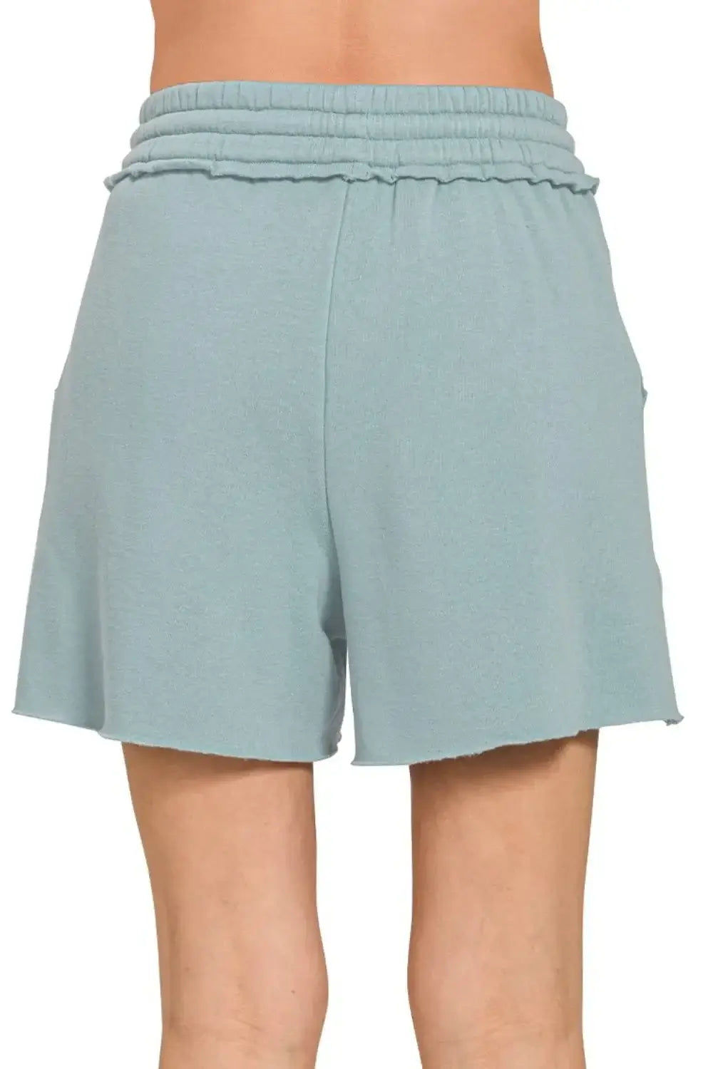 Zenana Fleece Raw Hem Shorts With Draw String