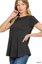 Zenana Flowy Round Hem Rayon Short Sleeve T-Shirt