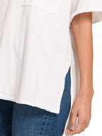 Zenana Front Pocket Raw Edge Boyfriend Tee