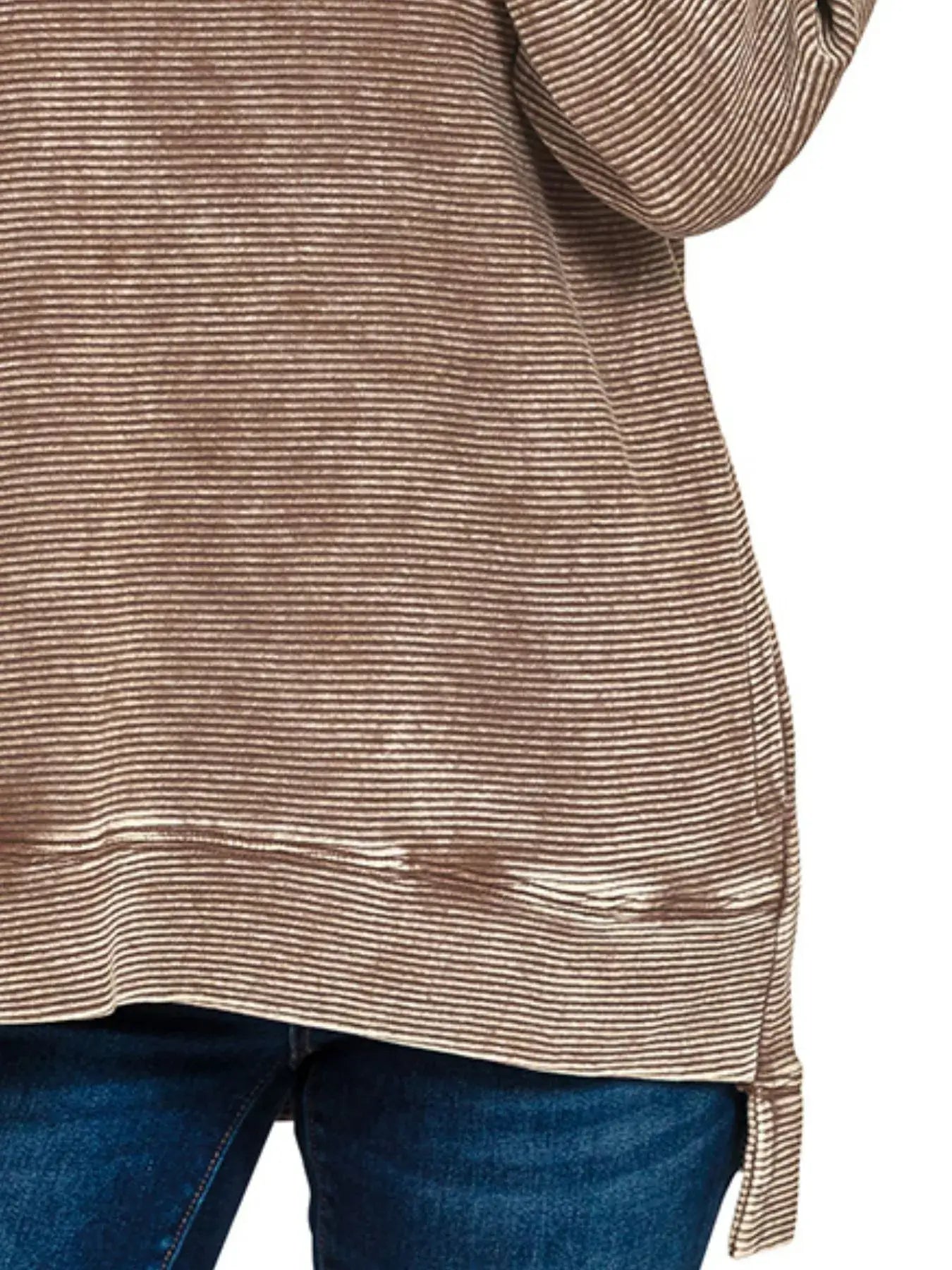 Zenana Full Size Acid Washed Double Ribbed Hi-low Sweatshirt Plus Size