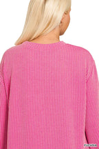 Zenana Full Size Raised Rib Round Neck Long Sleeve Top Plus Size