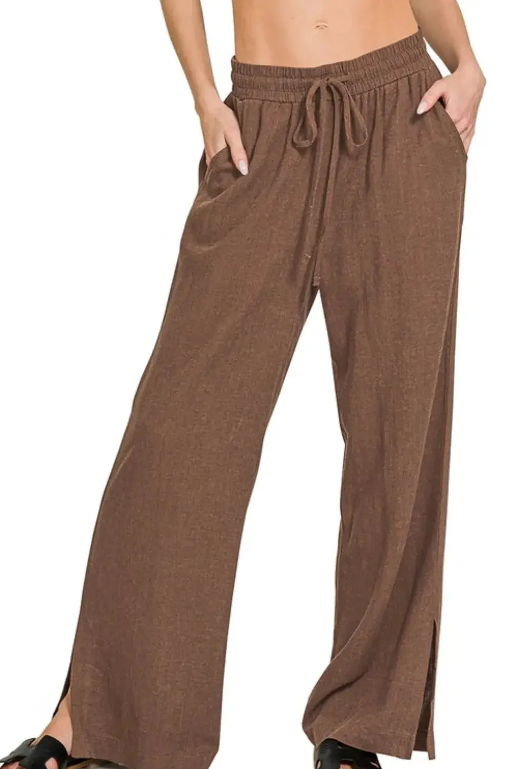 Zenana Linen Drawstring Pants Image principale du produit