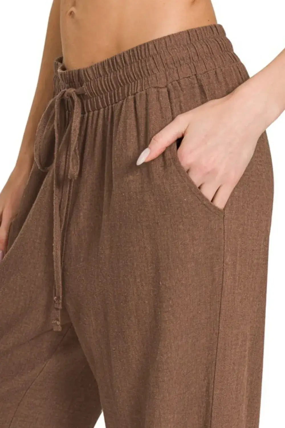 Zenana Linen Drawstring Pants
