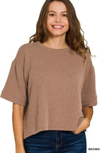 Zenana Raised Rib Short Sleeve Tee & Pants Set