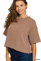 Zenana Raised Rib Short Sleeve Tee & Pants Set