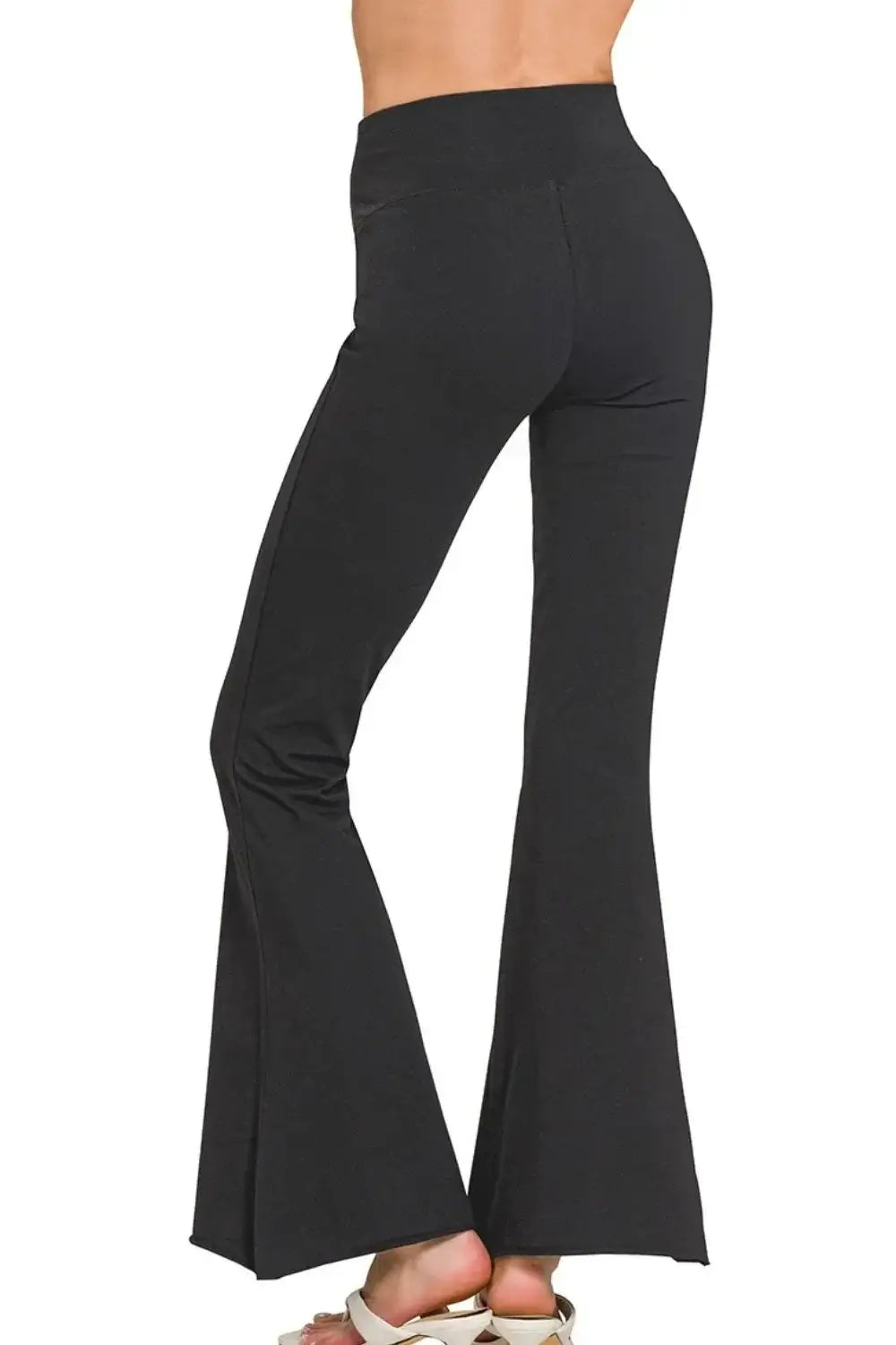 Zenana Raw Edge Hem Flare Yoga Pants
